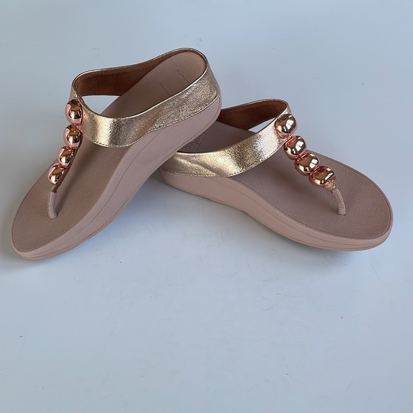 NWT Fit Flop Francheska Glitzy Toe Thongs Rose Gold 6 - Picture 7 of 16